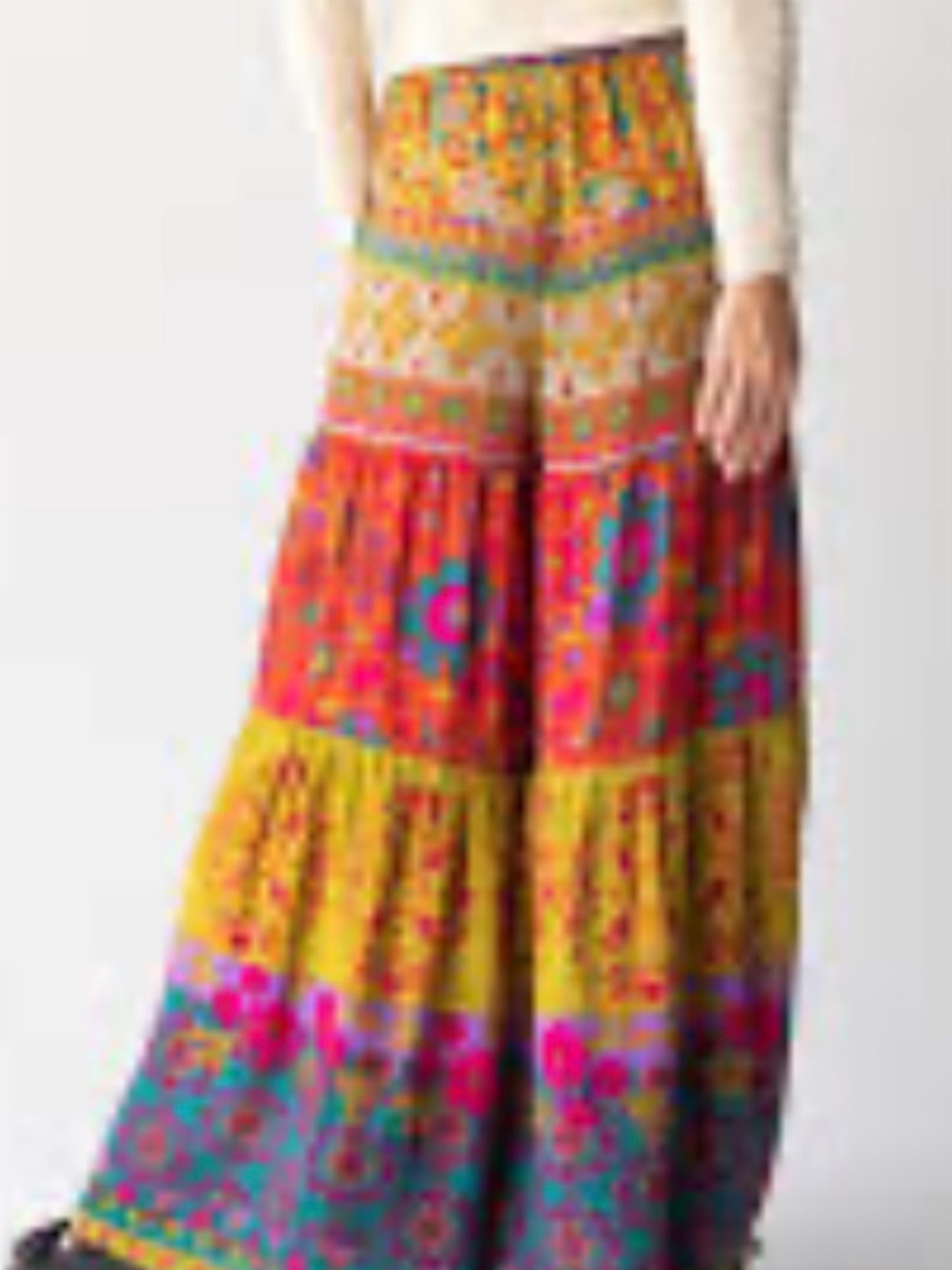 NWT Natural Life Boho Floral Palazzo Wide Leg Pants Large NWT 100% Rayon
